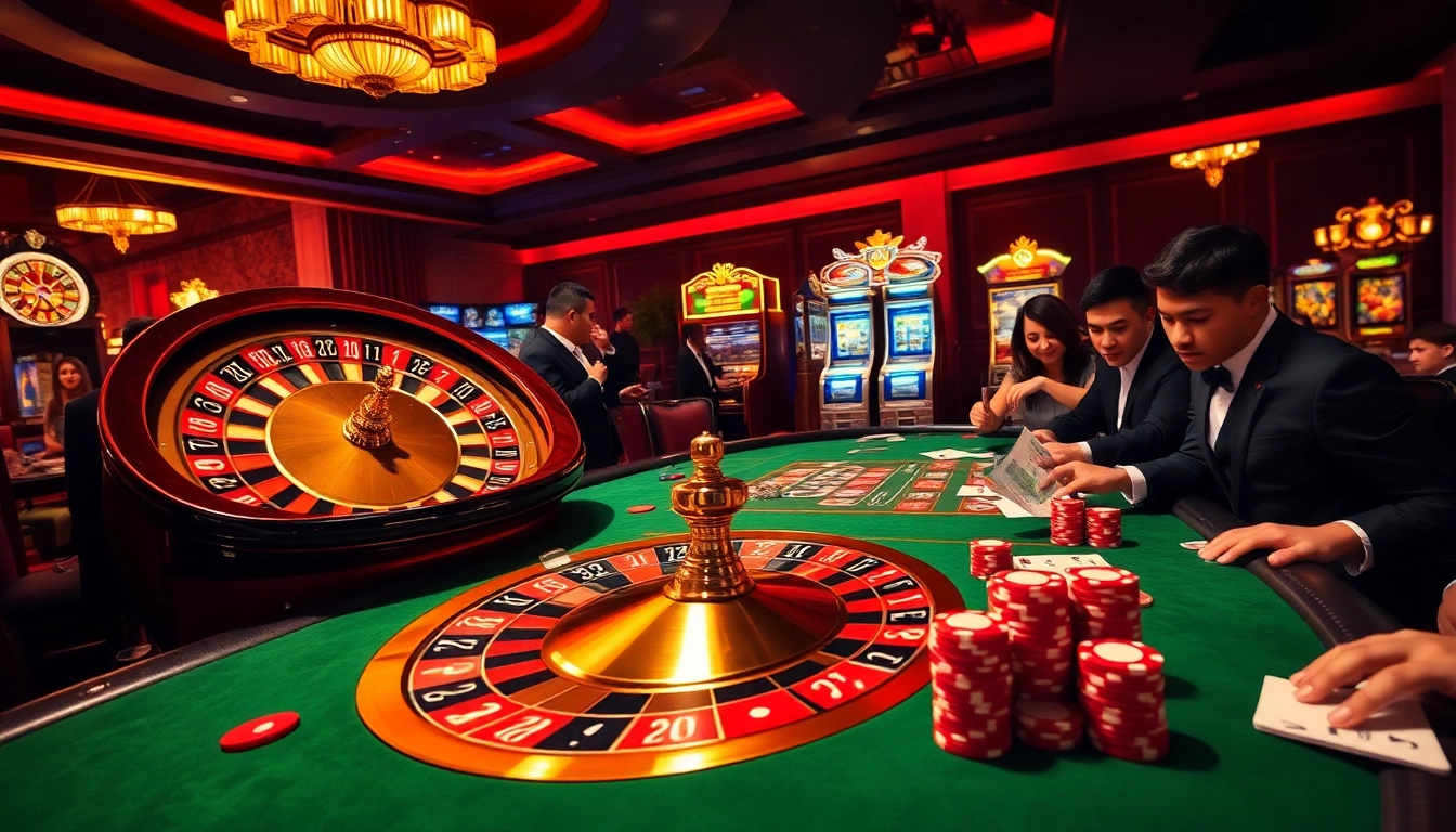 Experience the thrill of 789 BET with vibrant casino visuals showcasing roulette, poker tables, and excited players.