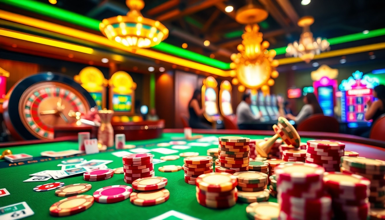 Experience the thrill of online gambling with rikvip at a vibrant casino table.