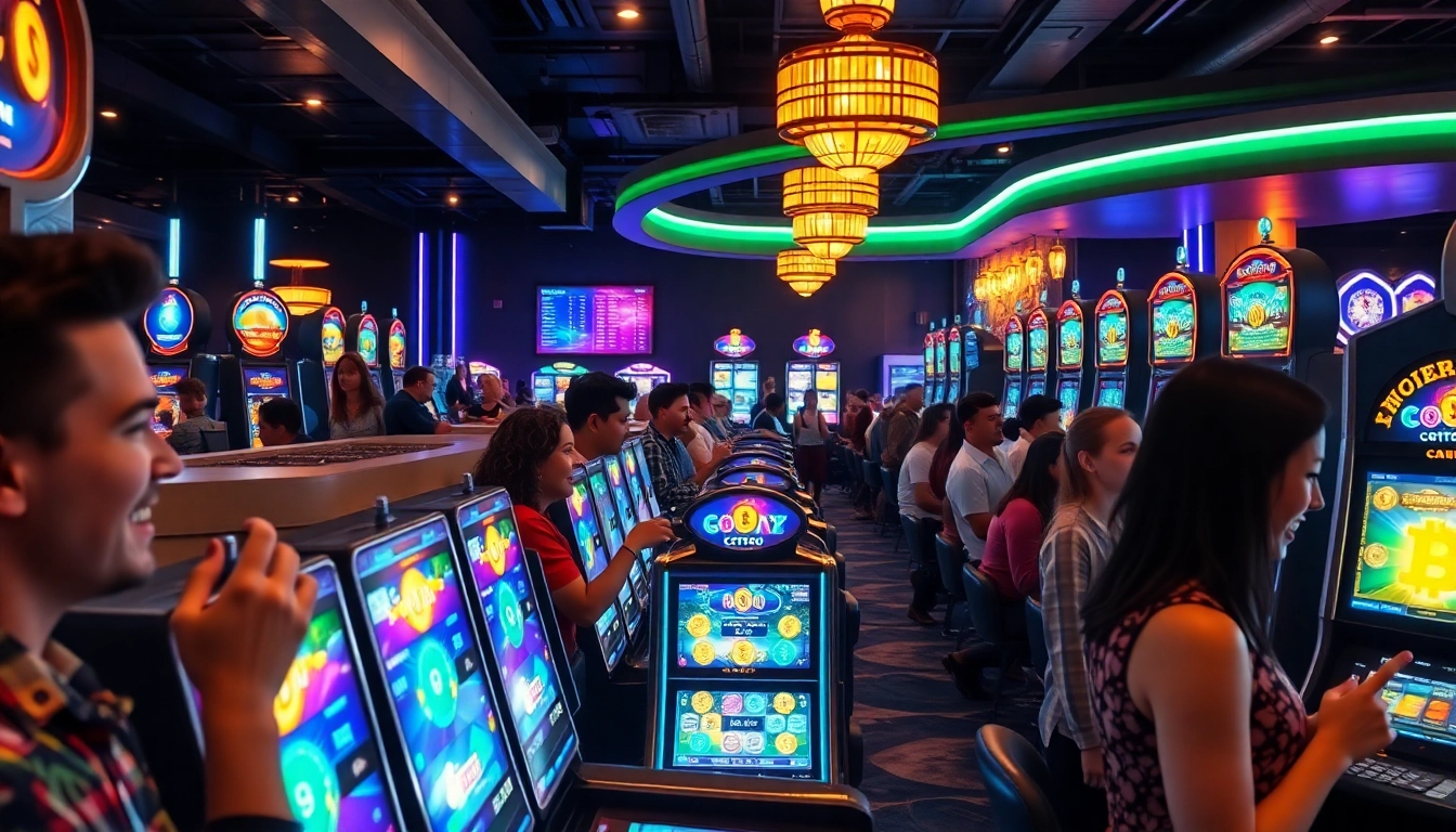 Meilleur casino crypto avec des joueurs heureux et des machines à sous colorées.