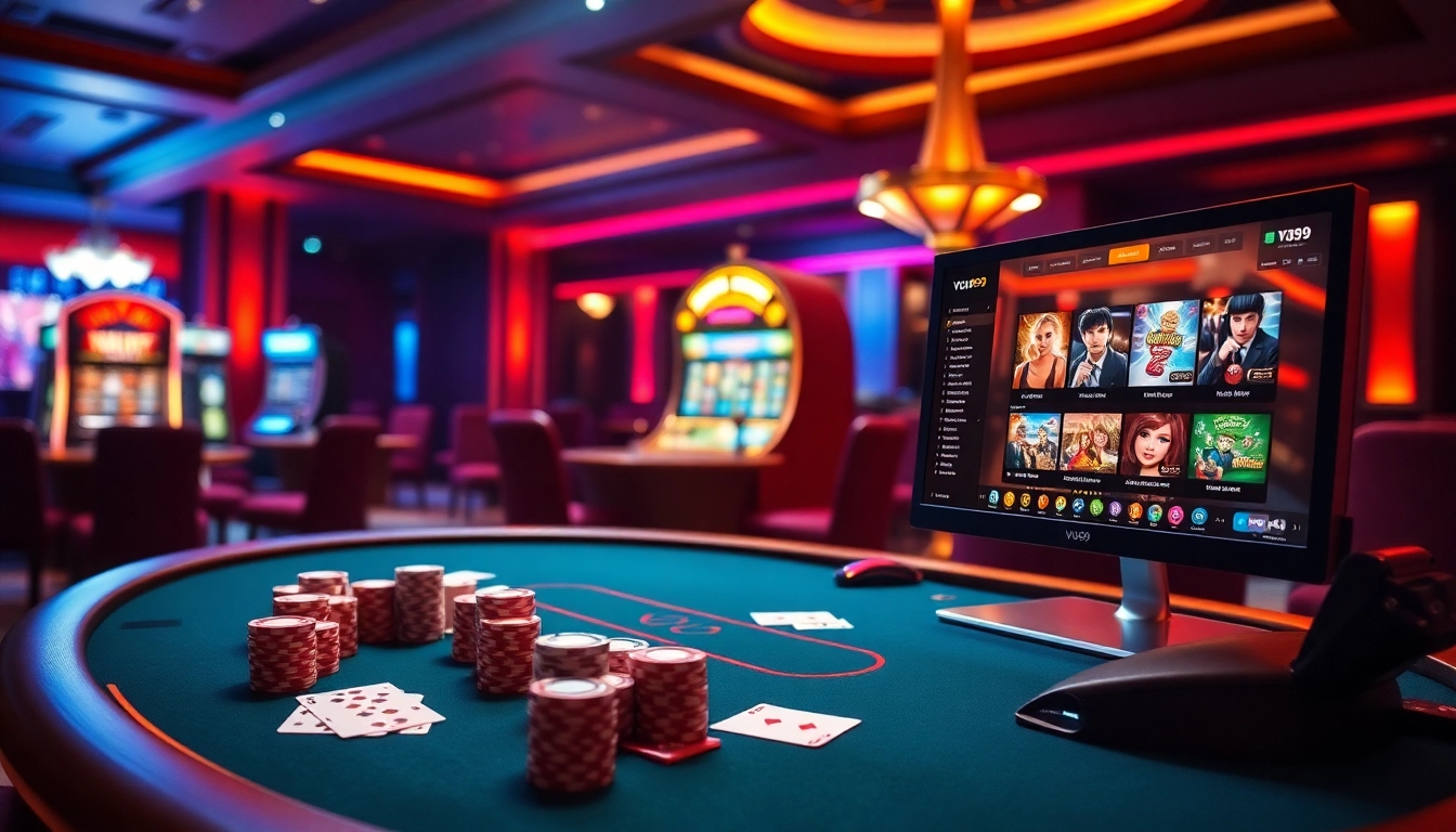 Winning at Vua99 with vibrant casino elements and a thrilling gambling atmosphere.