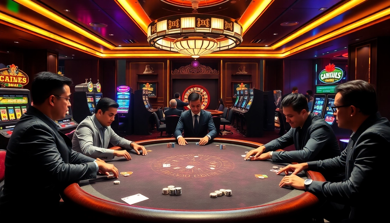 Experience thrilling action at https://99ok.co.im/ with professional poker players at a vibrant casino table.