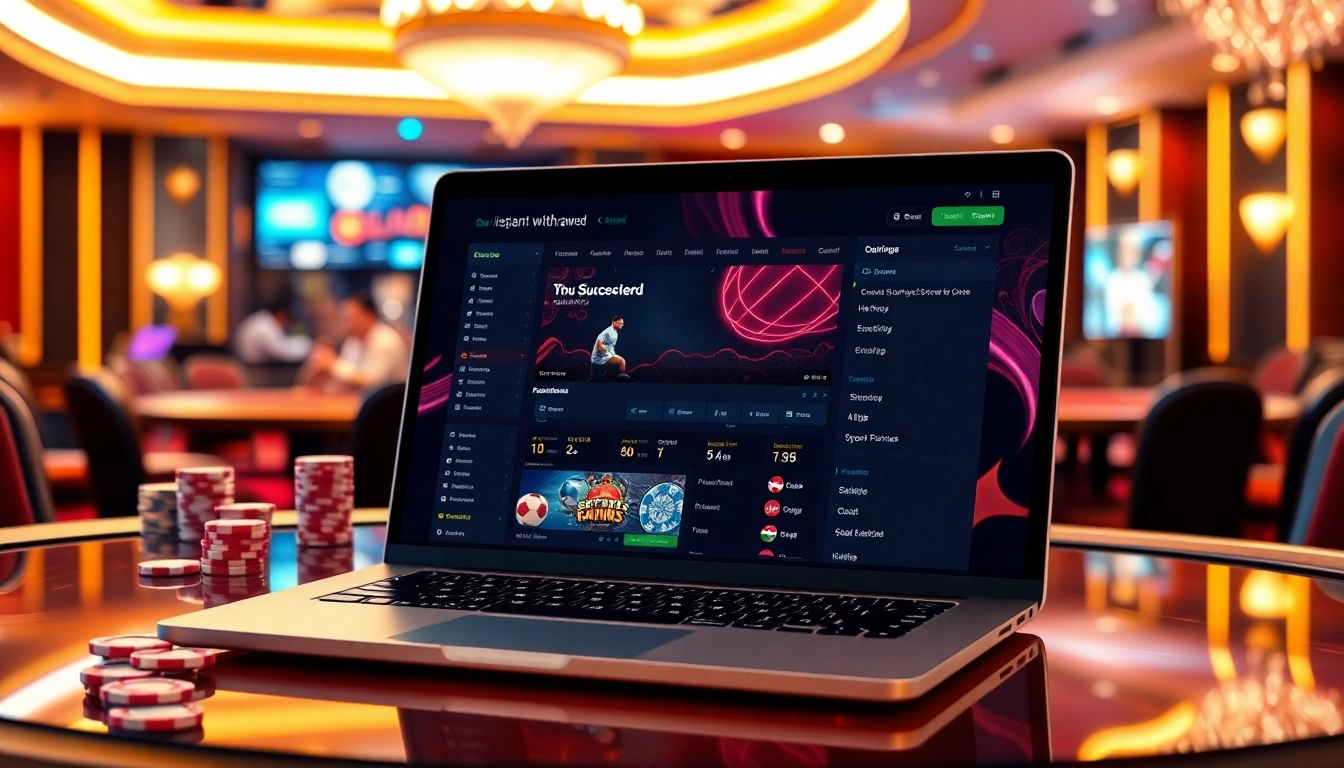 site paris sportif retrait instantané showcasing an engaging online betting interface with vibrant casino elements.