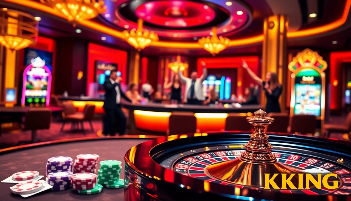 Experience the thrill of casino gaming with OK KING at a vibrant roulette table.