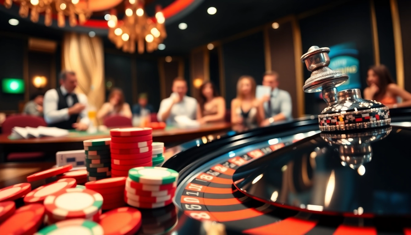 Jouez au meilleur casino en ligne avec des jetons colorés et une ambiance luxueuse.