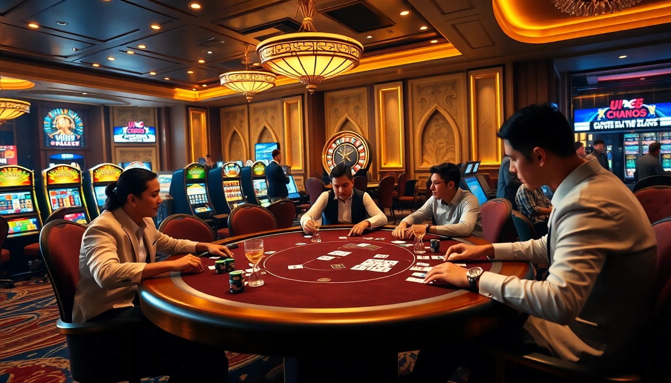 Experience the excitement of U888 with a dynamic high-stakes poker game in a luxurious casino.