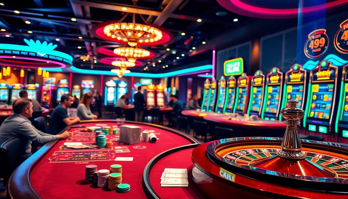 Exciting casino scene highlighting gameplay action on https://ps99seo.com/ with vibrant tables and thrilling poker games.