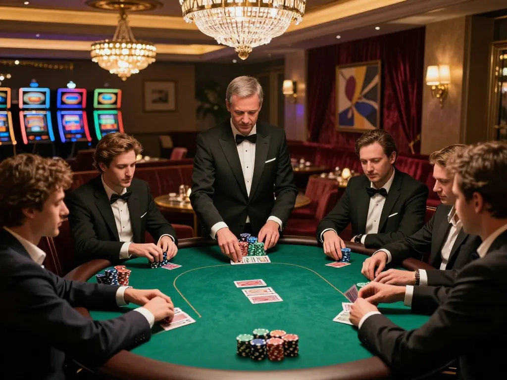 Nohu90 engages players in high-stakes poker at a luxurious casino table